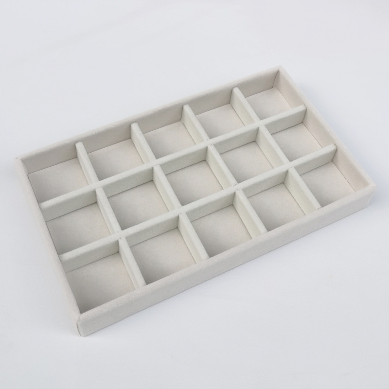 Beige caja de la joyería anillo de franela pendientes placa vacía joyería display rack joyería caja de almacenamiento bandeja al por mayor