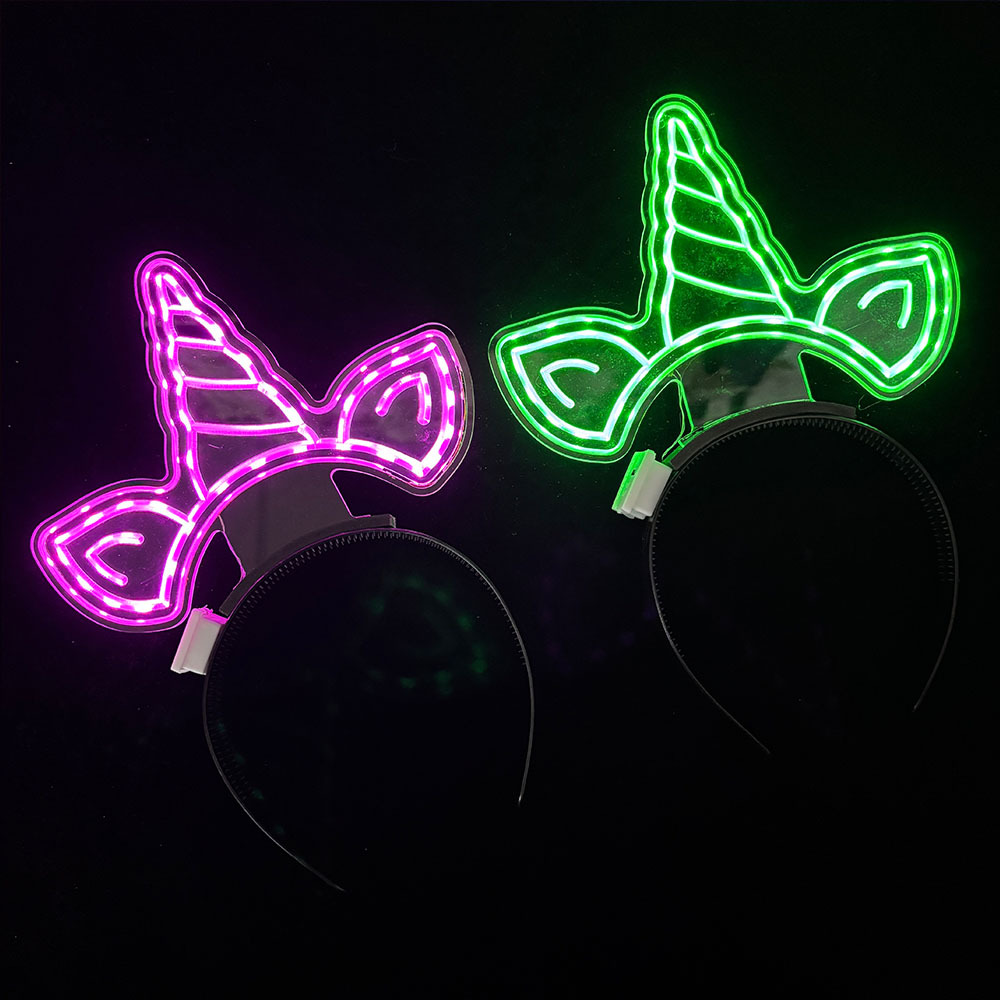 LED luminoso unicornio banda de cabello suministros de fiesta para niños adultos festivales decoración banda de cabello LED flash accesorios para la cabeza
