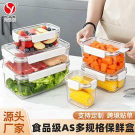 食品级AS透明盒家用多功能水果冰箱收纳盒带盖密封保鲜盒 跨境