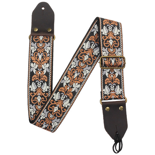 Creative Crazy Horse Leather Guitar Embroidered Strap Folk Guitar Shoulder Strap Electric Guitar Bass Comfortable Strap Accessories Wholesale