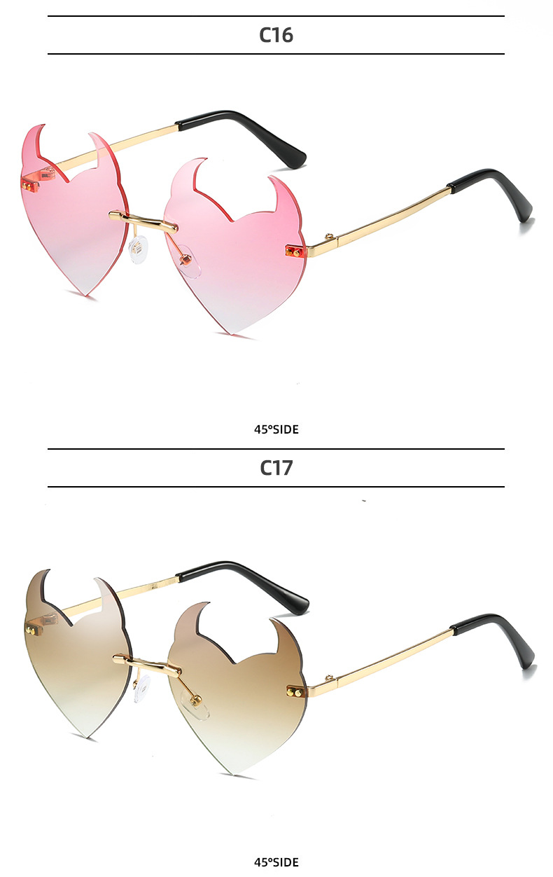 Funny Solid Color Pc Special-shaped Mirror Frameless Women's Sunglasses display picture 12