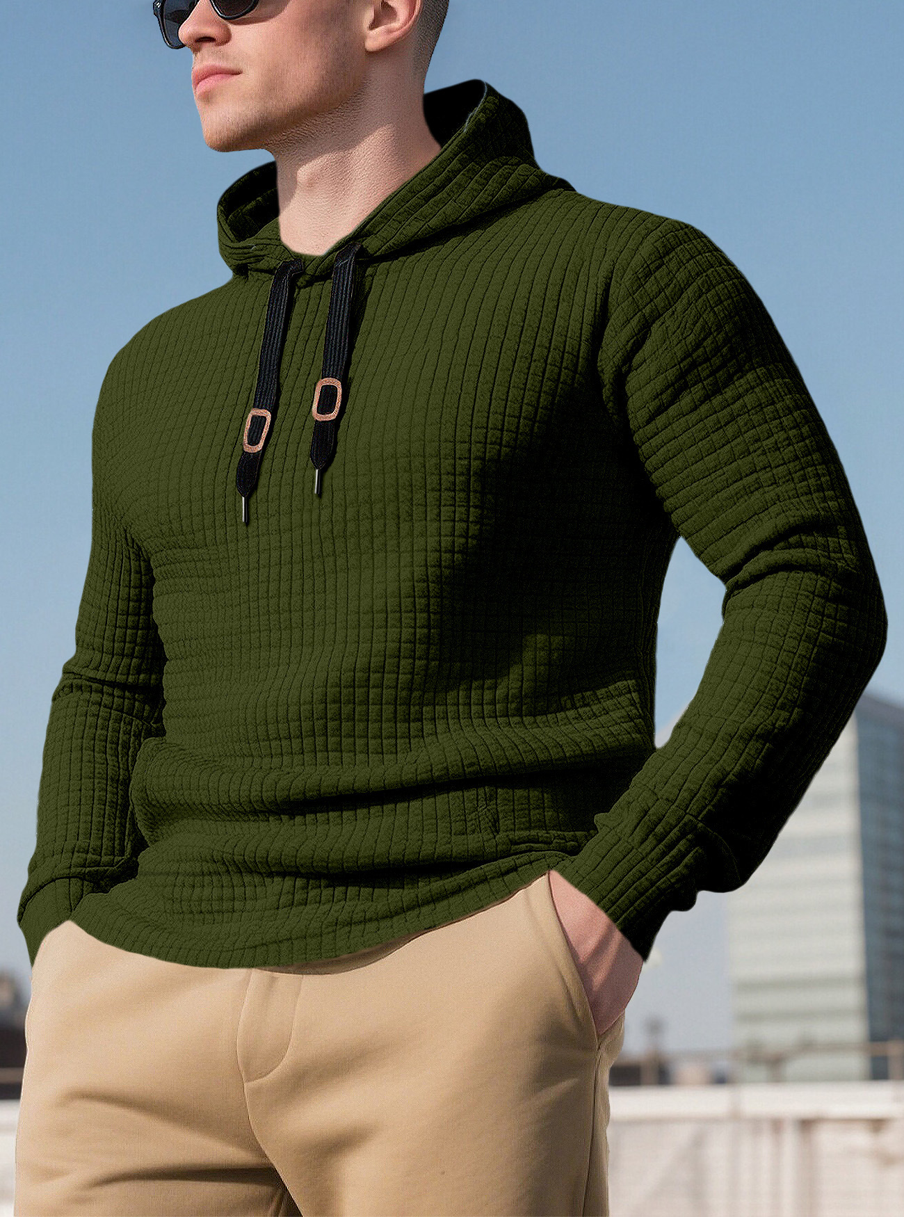 Herren Kapuzenpullover Im Jacquard Design Mit Tasche Und Muster_voghion.com