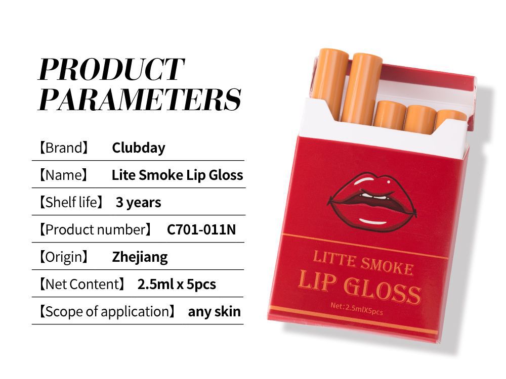 Clubday cross-border matte 5-pack cigarette lip gloss Long-lasting velvet moisturizing cigarette box lipstick bestseller undefined