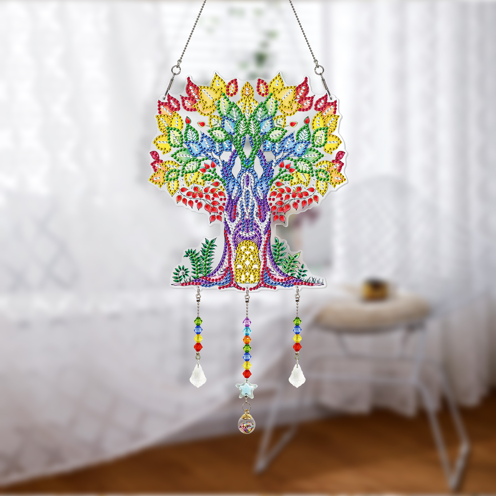 Diamante pintura Amazon transfronteriza DIY adornos de Navidad marca llena de diamantes 5d cristal mariposa diamante pintura viento carillones Decoración