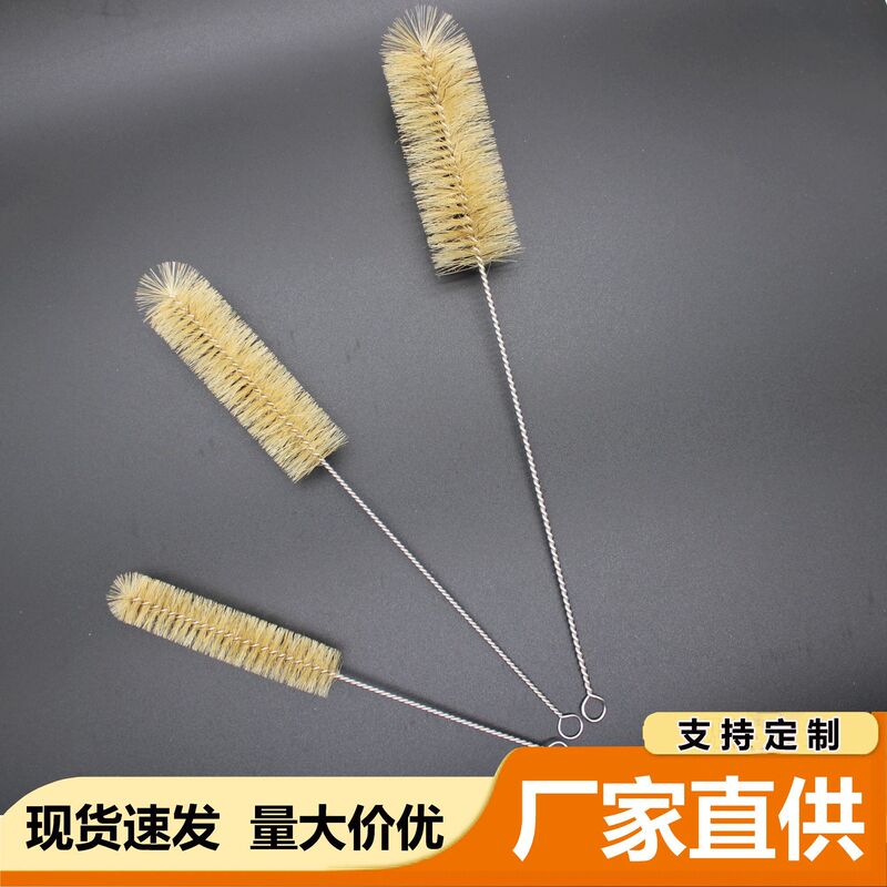 Burning Bottle Brush Pig Hair Burning Cup Brush Test Tube Brush Pig Bristle Brush 304 Stainless Steel Large, Medium and Small Laboratory Cleaning Brush