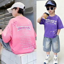 男童夏装套装2025年新款儿童夏季短袖牛仔套装中大童两件套美式潮