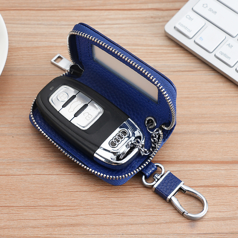 Nuevos productos transfronterizos, bolsas de llaves de automóviles de cuero suave, ventanas abiertas, bolsas de llaves de automóviles de cuero PU, cremallera japonesa y coreana, explosión multicolor.