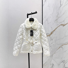 深圳南油新款25简约大气时髦腰带收腰显瘦双口袋保暖毛领羽绒外套