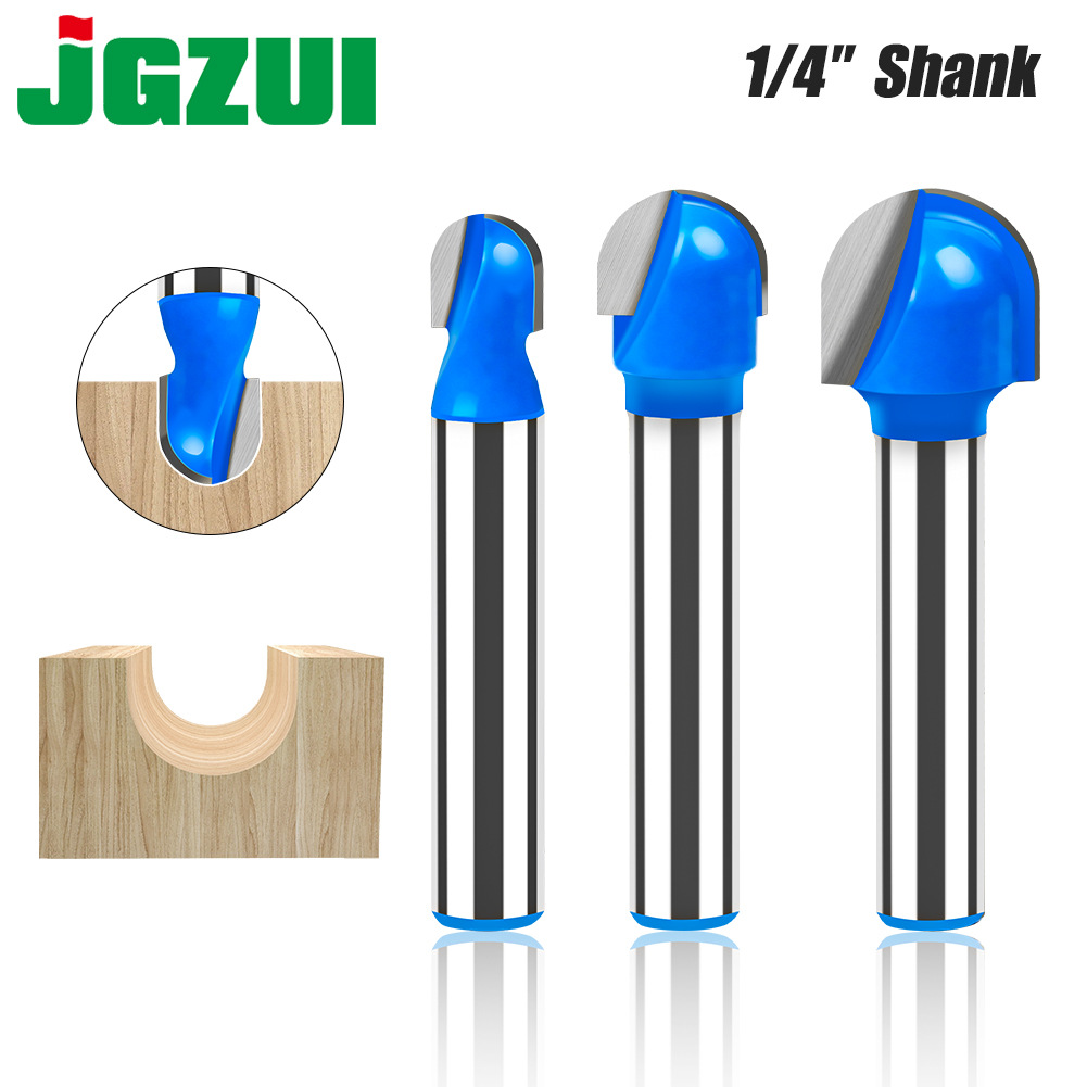 1/4柄圆底刀木工铣刀 开槽刀具修边机刀头雕刻机电木铣锣刀