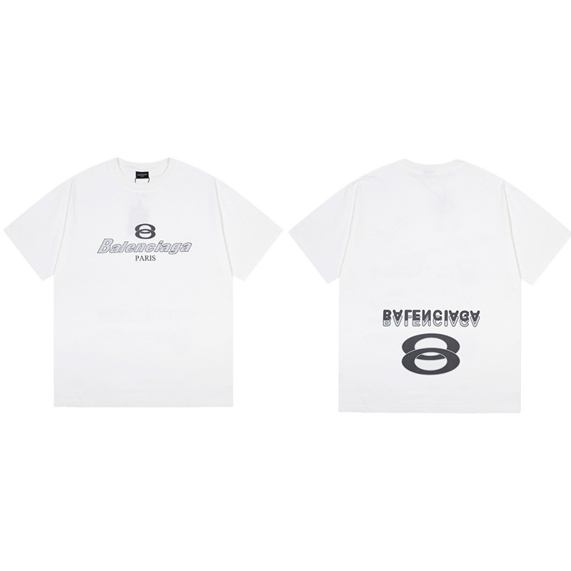 パリハイバージョンBファミリーTシャツ25s春夏新作ヘビーコットンラウンドネック半袖Tカジュアル万能男女同型|undefined