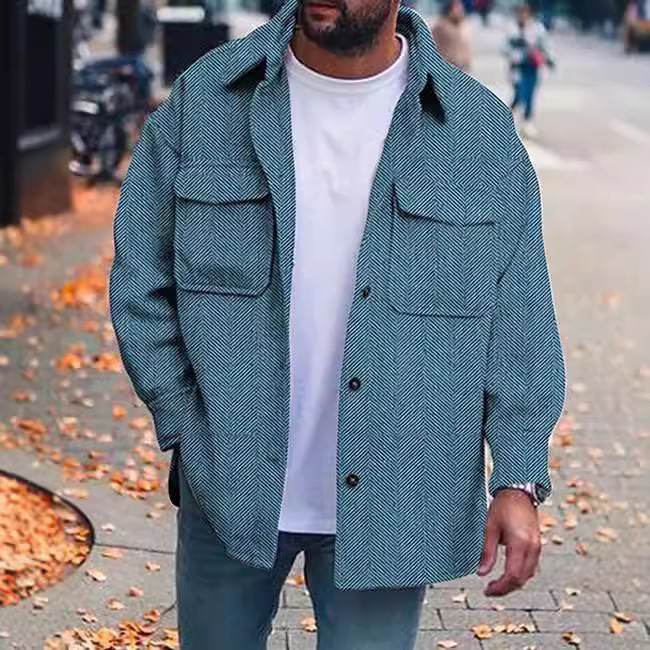 Giacca da lavoro da uomo con stampa digitale 3D a righe primaverili e autunnali_voghion.com