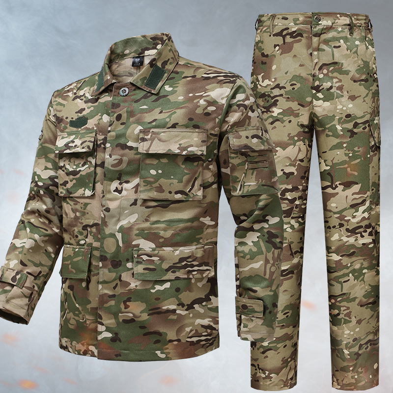 Men's summer military training uniform with cotton camouflage pattern, anti-scratch and wear-resistant welding work clothes.