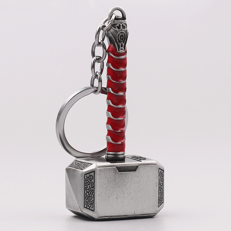 Avengers Thor's Hammer Keychain Weapon Model Metal Pendant Film and Television Peripheral Gifts Exquisite