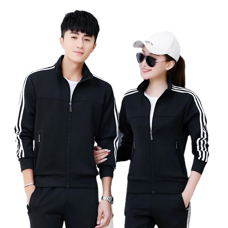 Traje deportivo de moda Traje de dos piezas de algodón de poliéster para hombres chaqueta de uniforme de clase de mujer entrenamiento de competición uniforme de pareja casual