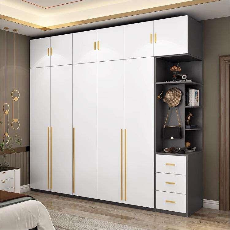 Small Apartment Home Bedroom Large Wardrobe Solid Wood Desk Wardrobe Integrated Combination Children's Room Computer Desk Bookcase Wardrobe