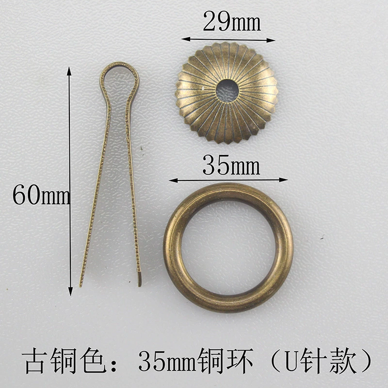 Chinese copper handle drawer wardrobe door Chinese vintage antique simple single-hole door handle brass wardrobe handle