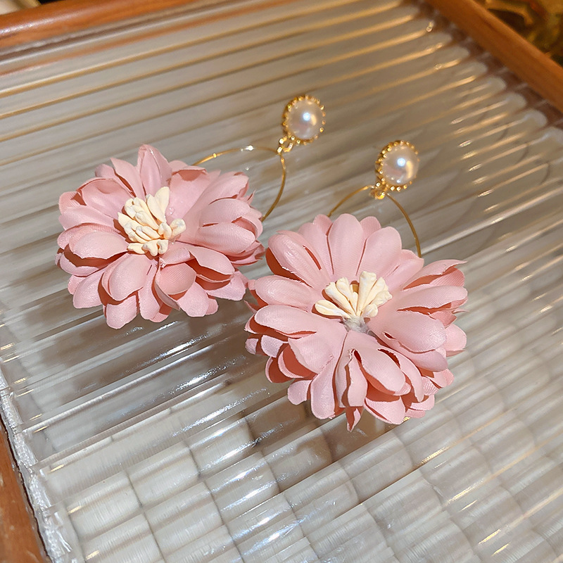 1 Paar Japanischer Stil Blume Tuch Tropfenohrringe display picture 2