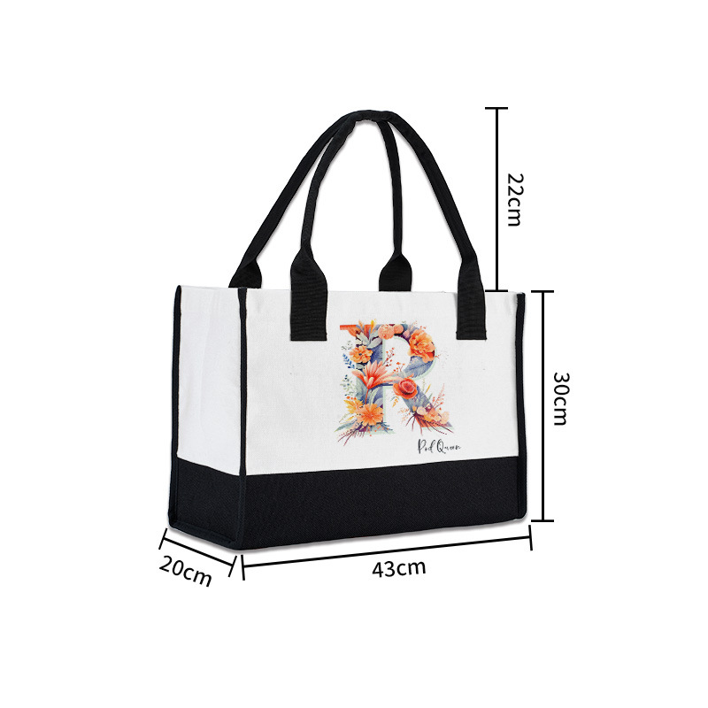 Customizado transfronterizo 380 gramos algodón y lino compuesto TC bolsas de compras portátiles impresión en color xqds0396a