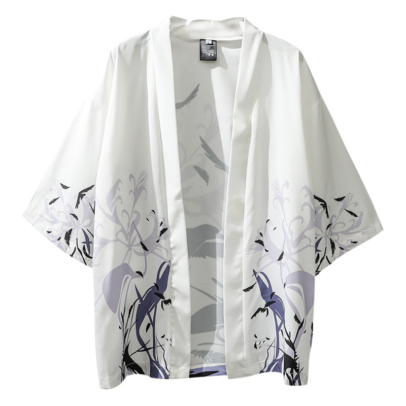 Camisa de manga tres cuartos de verano para hombres chaqueta de protección solar para hombres de estilo suelto estilo antiguo traje de pareja de hadas