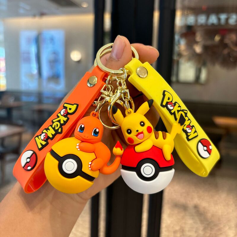 New Cartoon Pokemon Pikachu Silicone Keychain Key Pendant Men's and Women's Key Chain Doll Gifts