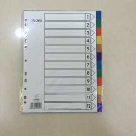 高的G012A分页纸12页塑料隔页纸11孔数字PP索引纸12色分类标签纸