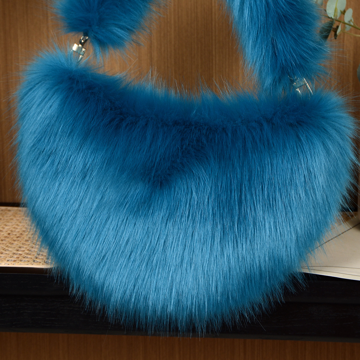 Fashion women's bags solid color plush messenger bag women's wool semi circular dumpling bag handbag_voghion.com