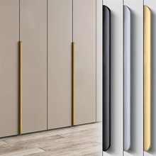 现代简约门把手隐形免打孔衣柜包边长条黑色拉手橱柜暗藏拉手