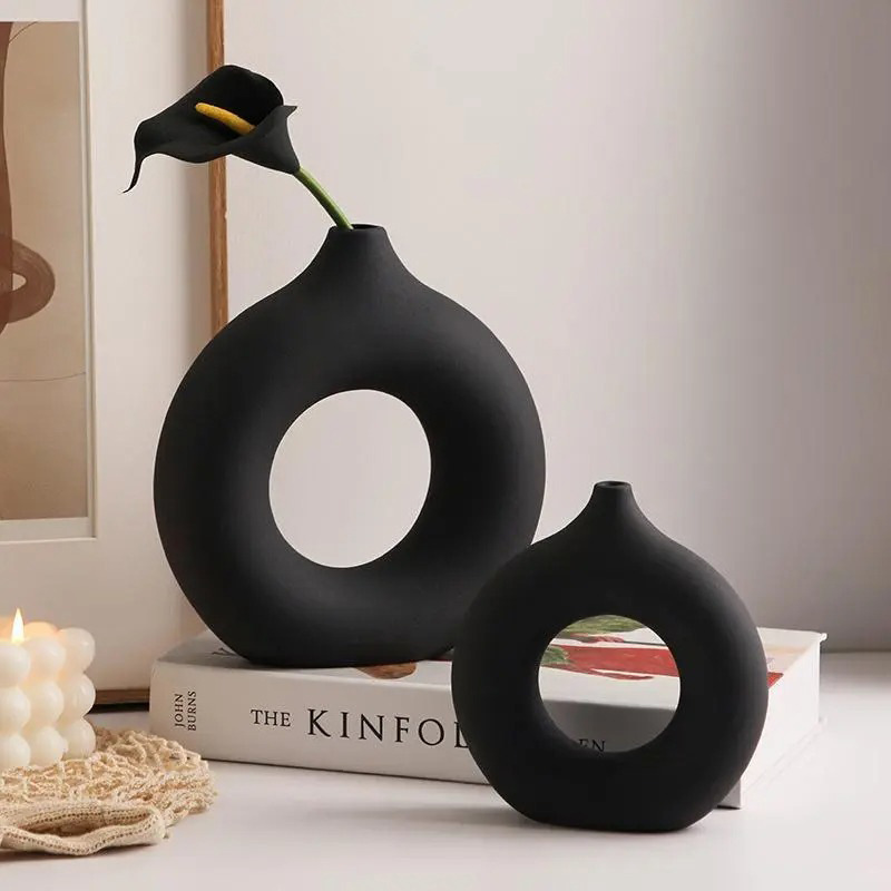 Amazon creativo donuts flor de cerámica flor de alto nivel de sensación de sala de estar comedor geometría decoración decorativa de mesa