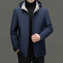 专柜高档男装羽绒服冬季新款中老年爸爸商务休闲加厚保暖连帽外套