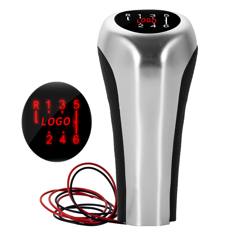 Suitable for BMW shift handball with light silver matte shift head 5/6 speed shift lever handball red light