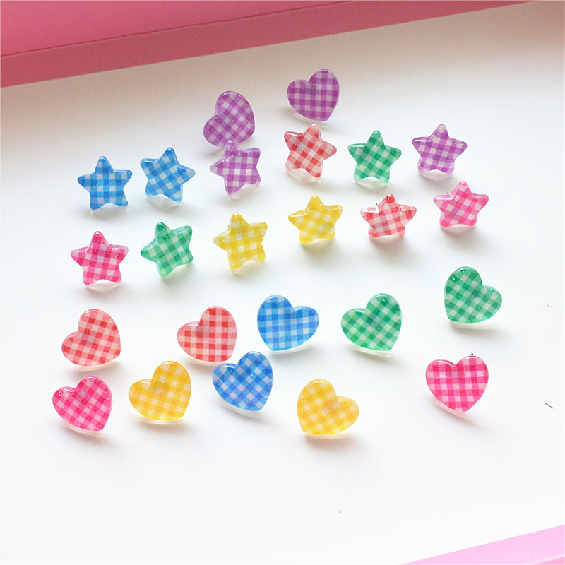 1 Pair Cute Star Heart Shape Printing Arylic Ear Studs display picture 1