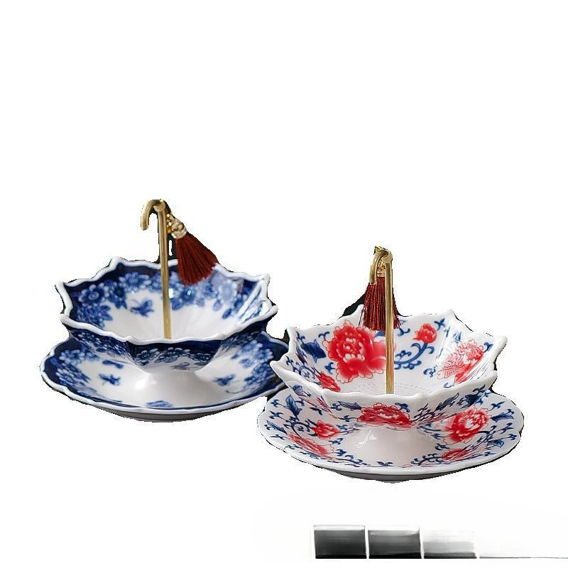 Creative blue and white umbrella, ceramic tea, accessories, decorations