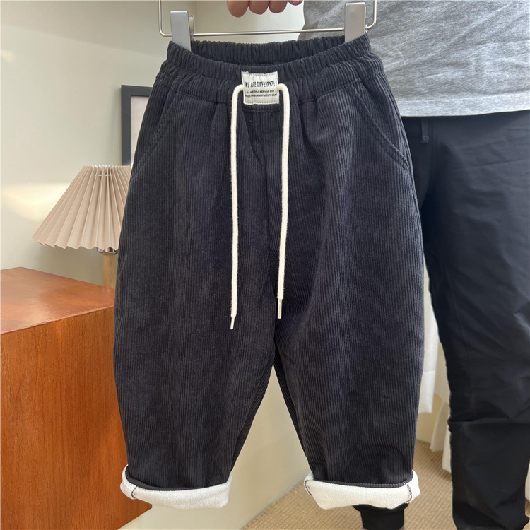 Bambini inverno un pezzo velluto a coste per ragazzi e ragazze coreani tinta unita etichetta lungo con velluto a righe dritto_voghion.com