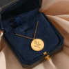 Fashionable pendant, jewelry stainless steel, necklace, European style, light luxury style, 750 sample gold