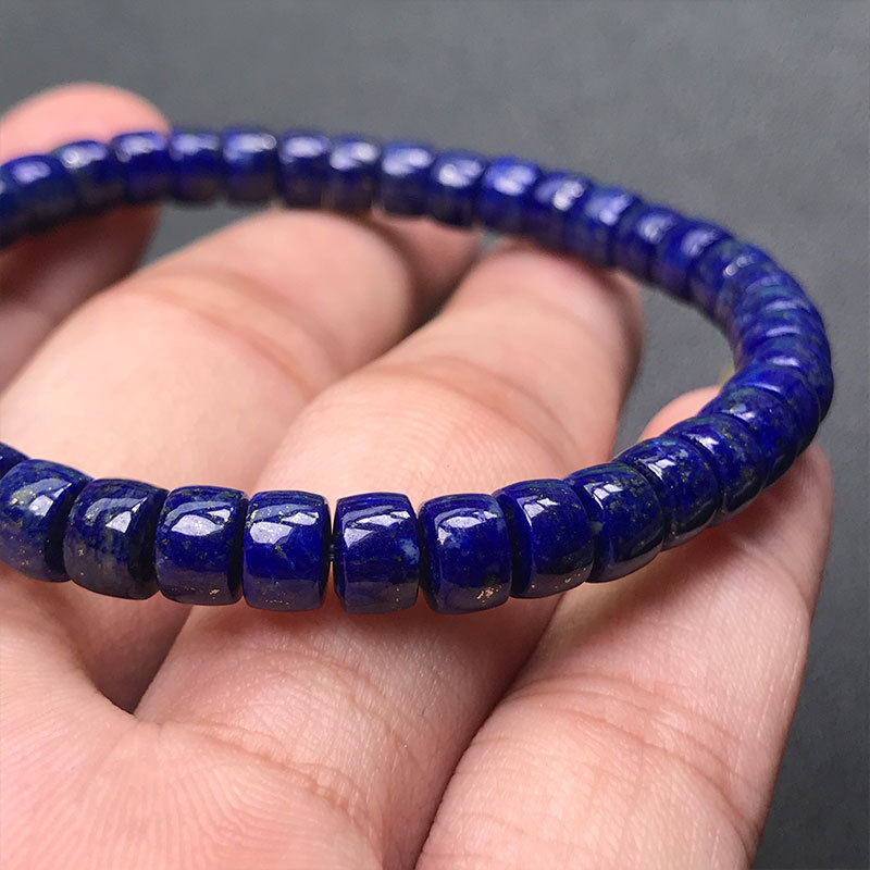 Natural Lapis Lazuli Tablet Straight-Cut Bracelet Spacer DIY Bracelet Spacer Bead Necklace Wenwan Buddha Bead Bracelet Accessories