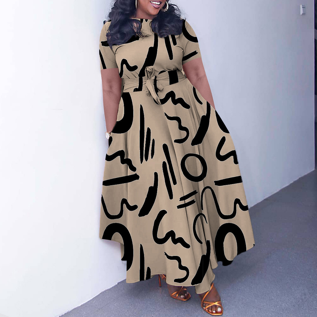 476g Weight Maxi Long Dress Dress Length Type Short Sleeve Sleeve Length Princess Dress Dresses Type Regular Sleeve Sleeve Type Spandex, Polyester Fabric Type Mid Waist Waist Line Holiday, Daily Occasion Round Neck Neckline Slim Fit Type Printing Pattern All Seasons Season Printing, Contrast Binding Design Casual, Vacation Style Wholesale Casual Vacation Printing Contrast Binding Printing Holiday Daily Round Neck Short Sleeve Princess Dress 11