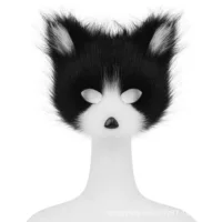 Плюшевая маска для Хэллоуина, половина лица, кошка, лиса, косплей, аксессуары для маски для лица кошки