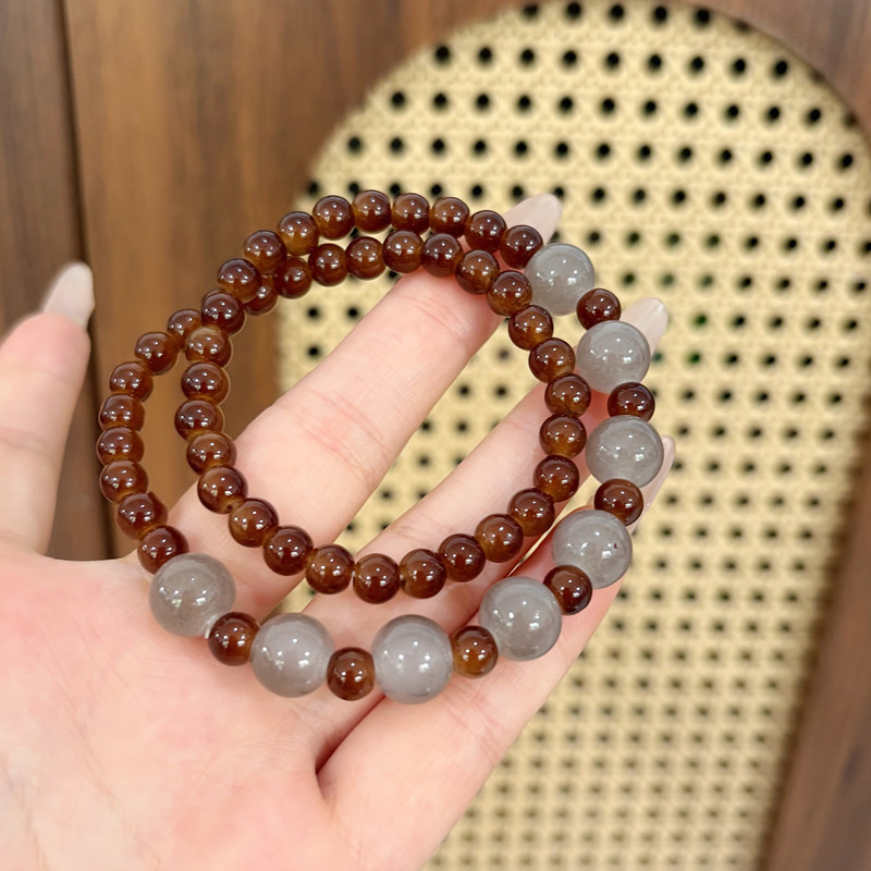 New Chinese style half-city landscape beaded bracelet, double-layered, antique style, versatile bracelet.