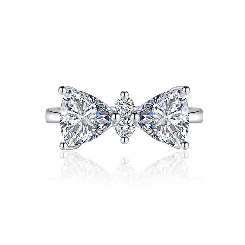 Fashion Bow Knot Copper Inlay Zircon Open Ring 1 Piece