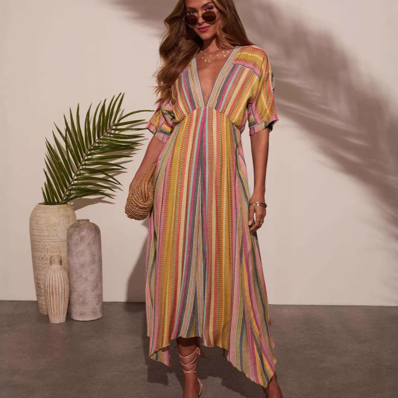 European and American Style Loose Robe Beach Jacket Seaside Vacation Sun Protection Long Dress Bikini Robe Dress for Women
