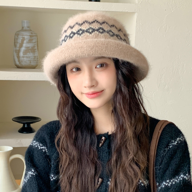 秋冬季防寒保暖渔夫帽甜美时尚百搭盆帽卷边护耳防风加厚帽子女款|undefined