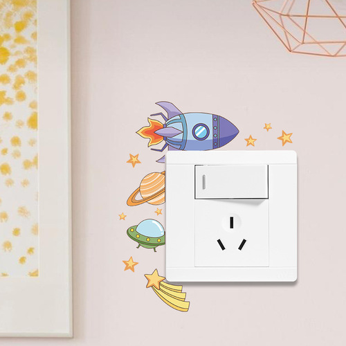 LD-K012 cartoon rocket ship star bedroom living room entryway switch sticker home wall decoration wall sticker