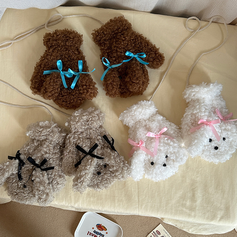 Lazy Holiday~Shop/Teddy Hairy Cartoon Cute Gloves Hat Scarf 3-Piece Set for Autumn and Winter Warmth_voghion.com