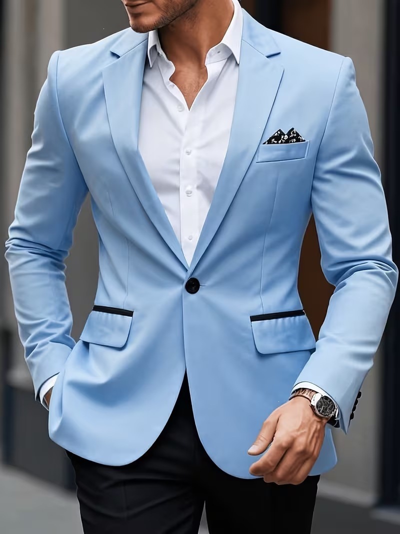 Modern Slim Fit Mens Blazer Single Breasted Casual Suit Jacket_voghion.com