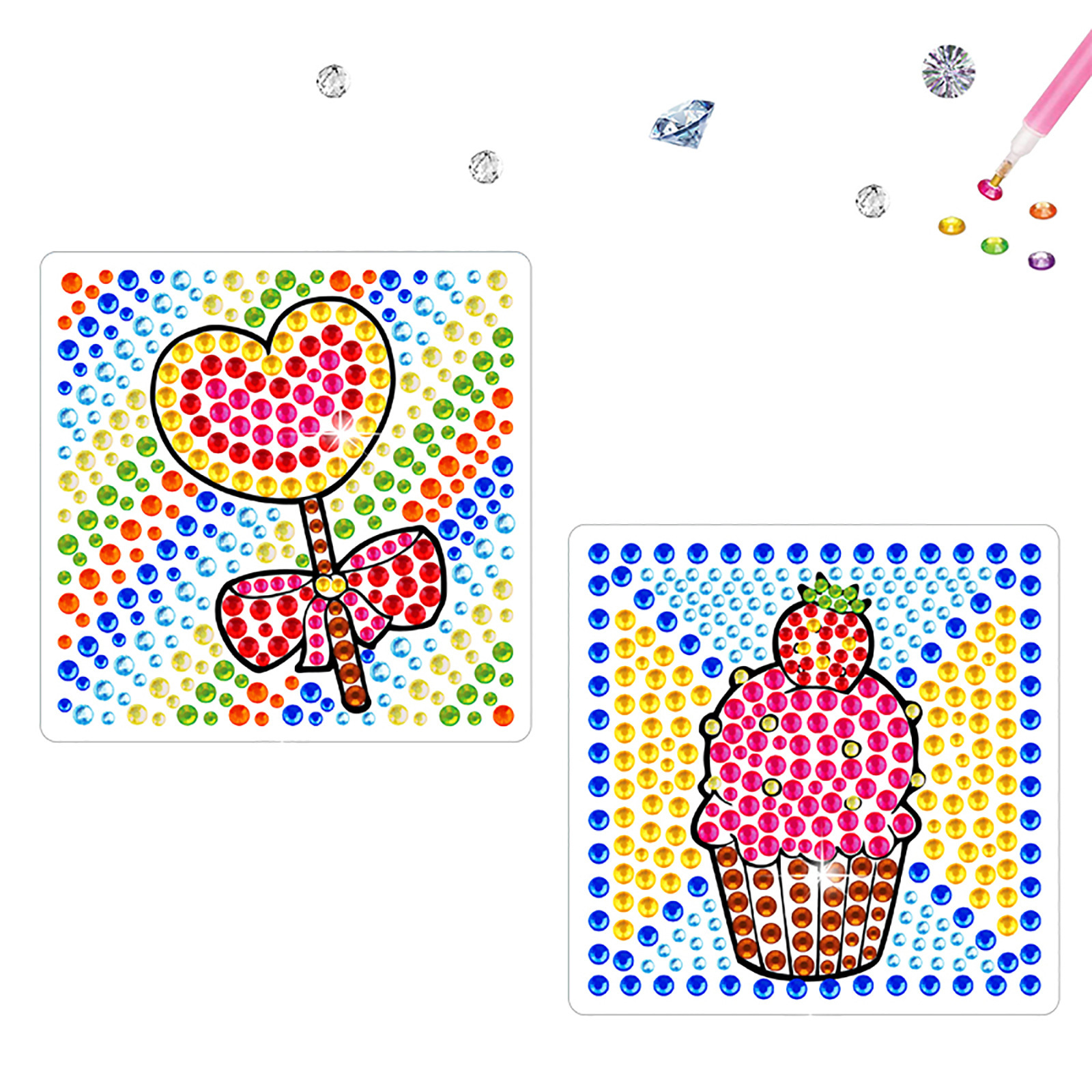 Venta caliente de dibujos animados pastel diamante pintura libre pegatinas DIY ladrillo pintura hecha a mano pegatinas ventana cristal brillante diamante caliente venta