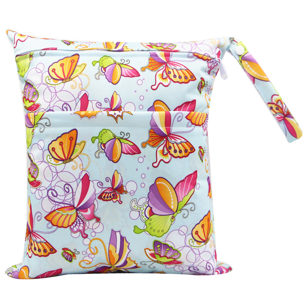 Bolsa de pañales Asenappy Impresión digital bebé doble cremallera impresión impermeable bolsa de pañales aplicación económica