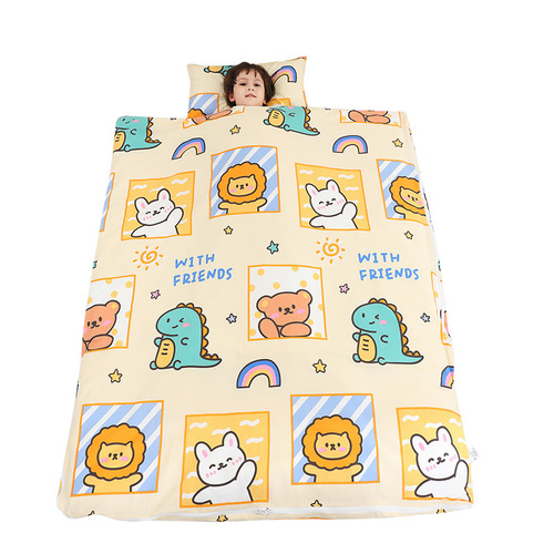 Cross-border Mid-to-Large Children's Sleeping Bag, Four-Season Style, with Cartoon Prints—Pure Cotton Anti-Kick Blanket, Thickened for Spring, Autumn, and Winter