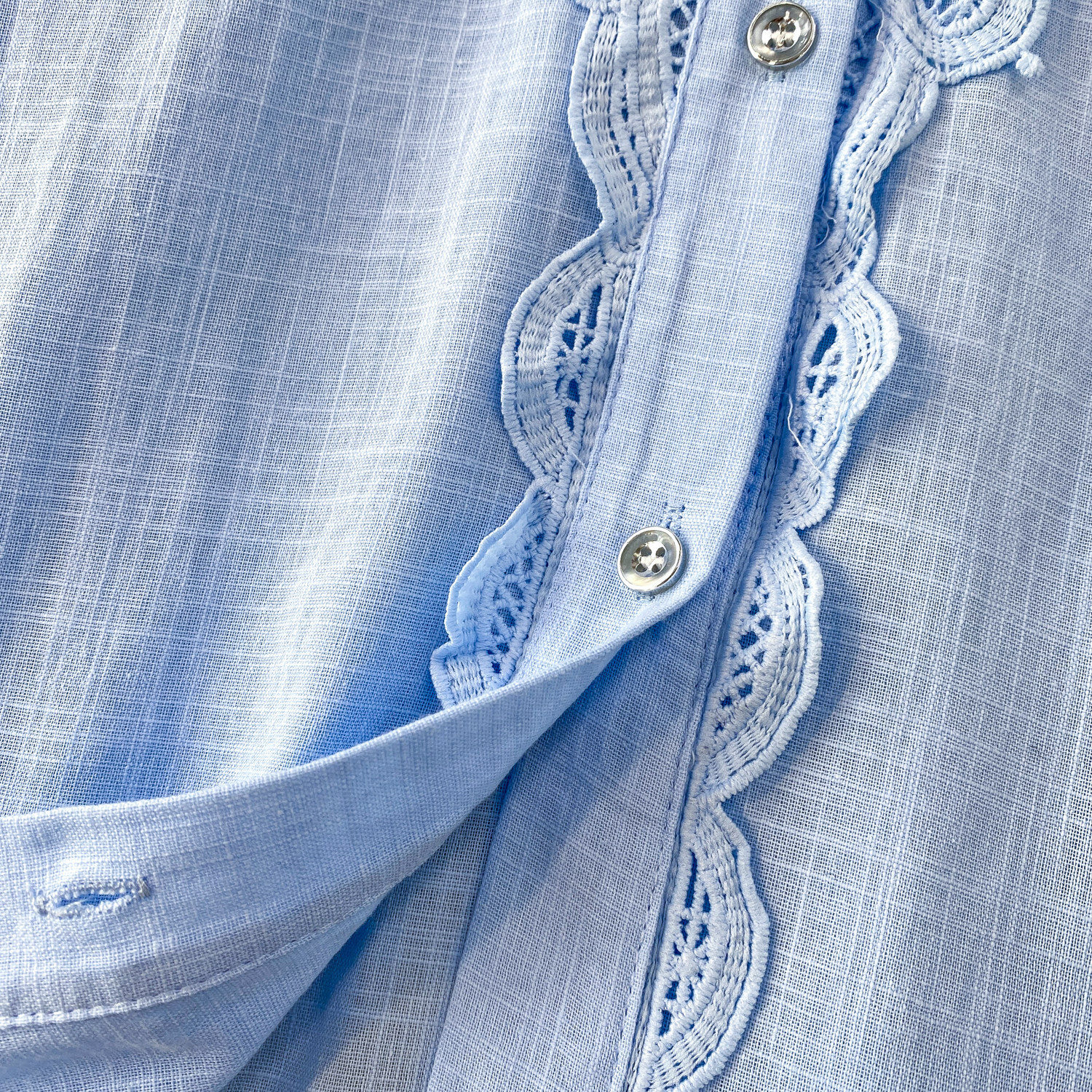 Gentle Blue Women's Crochet Lace Collar Cardigan Casual Mid-Length Shirt Sun Protection Spring/Autumn Summer Polyester_ecoleips.com