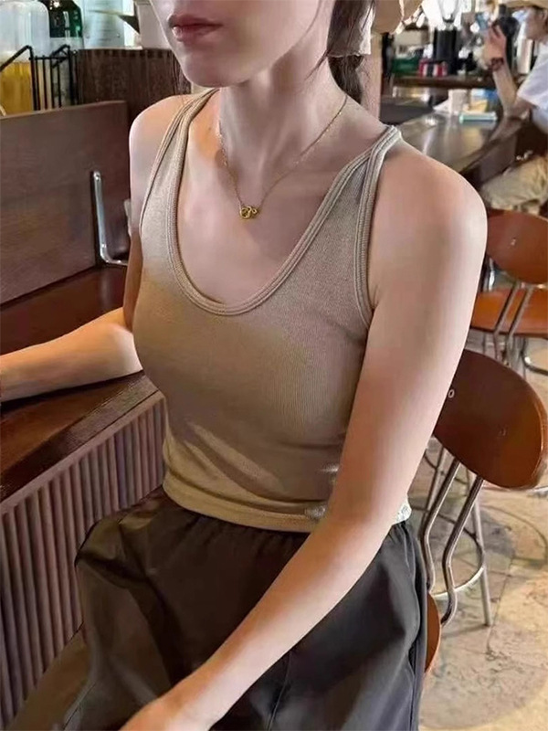 后背蕾丝无袖吊带背心女秋冬内搭美背一体打底带胸垫磨毛保暖上衣|undefined