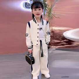 新款女童秋季套装时髦儿童韩版2026大棒球服中春装网红洋气两件套